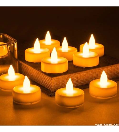 12 Pieces Warm White LED Lights Flame Less Tealight Candles Battery Operated